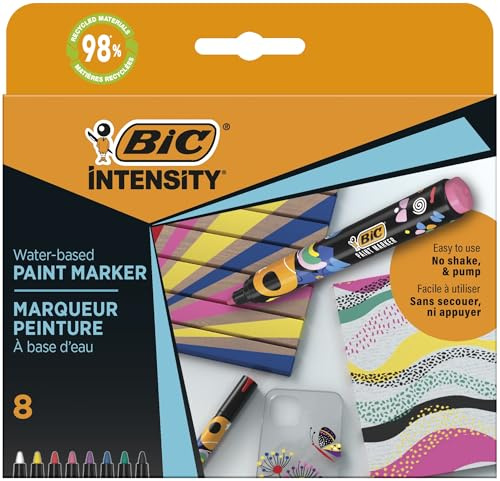 BIC Intensity Permanentmarker, Rundspitze, 4,5 mm, 8 Stück, 8 verschiedene Farben