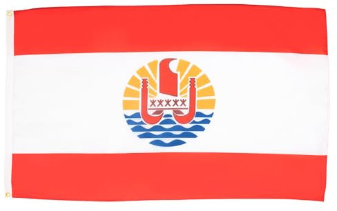 AZ FLAG – Lote de 2 banderas de polinesia francesa – 150 x 90 cm – Bandera polinesia – Francia – 100% poliéster con ojales metálicos integrados