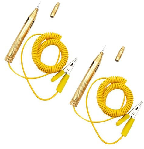 Leloco 2 Stück Stromprüfer Stift, Spannungsprüfer Kfz mit 250cm Kabel, 6-24V Auto- und Motorrad-Tester, Diagnosewerkzeug mit Federklemme