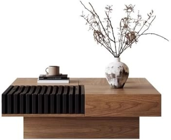 Kaffetisch Schwarzer Nussbaum Massivholz Couchtisch Wohnzimmer Aufbewahrung Quadratischer Couchtisch for Kleine Wohnungen Endtische