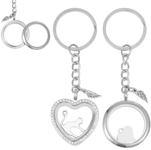 DELORIGIN 2 Stück Haustier Asche Halskette Hundehaar Andenken Pelz Medaillon Schlüsselanhänger Set Erinnerungsschmuck Katzen Hunde Urnen Halskette Für Frauen Männer Verlust Haustier Geschenk