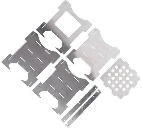 Acouto Stahl-Holzofen, Tragbarer Edelstahl-Holzofen, Leicht zu Transportierender Campingkocher, Ideal für Outdoor-Wanderungen und Picknicks