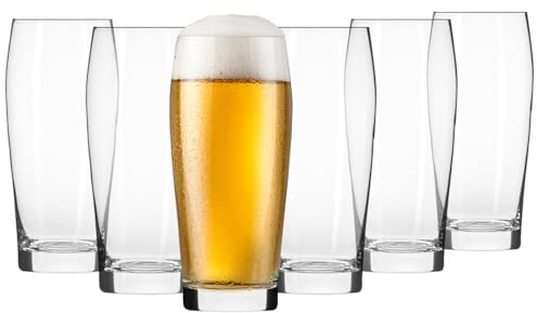 Krosno – Verres à Bière 570 ml (500 ml utiles) – Lot de 6 – Collection Chill – Forme Classique, Fond Épais, Cristal Sans Plomb