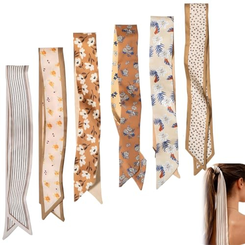 FrostyFlair Haartuch, 5 Stück Geldbörse Schal Handtaschen für Frauen, Satinschal Haartuch Damen zum Binden