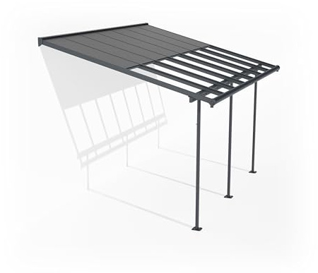 Canopia by Palram Pergola Sierra Cabrio en Aluminium Et Polycarbonate, Moderne & Élégante, pour Couvrir Une Terrasse Toute L’année (Gris/Gris Opaque) (3x4.25)