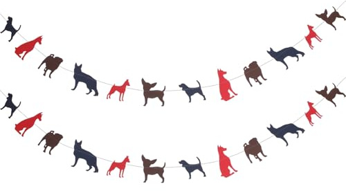 Outanaya 2 Stück Tierstil Banner aus Papier Einfache Montage Dekorative Tierfiguren Hängebanner für Party und Festdekorationen Haustier Motiv Türdeko