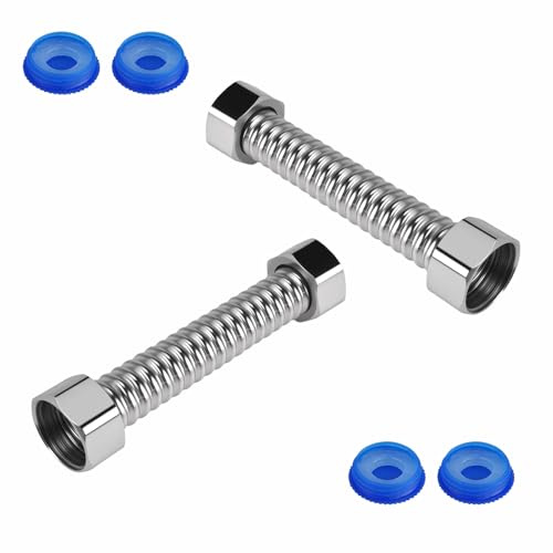 2 pezzi di tubo flessibile 1/2 pollice 10cm G1/2 x G1/2 tubo a spirale in acciaio inox tubazione flessibile in acciaio inox per bagno, WC, rubinetti, lavelli da cucina