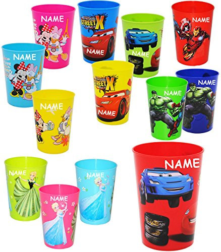 alles-meine.de GmbH 1 Stück 3 in 1 - Trinkbecher/Zahnputzbecher/Malbecher - Becher - Jungen Motiv - incl. Name - 280 ml - Trinkglas aus Kunststoff Plastik - für Kinder ..