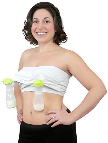 Rumina’s Strapless Nursing Bra with Built-in Hands-Free Pumping Bra, White, One size