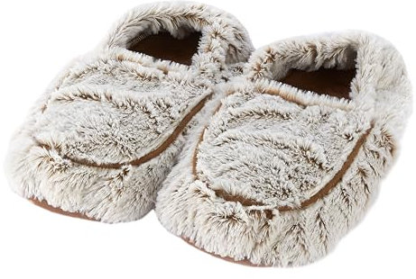 warmies Mikrowellen-Hausschuhe, beheizbare Damen-Hausschuhe mit getrocknetem französischem Lavendel, wohltuende Wärme und Komfort, Farbe Marshmallowbeige
