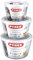 Pyrex SET OF 3 Cook & Freeze Glass Bowl Set With Lids 0.6L/1.1L/1.6L High Resistance Glass Freezer To Oven Dishes Round Serving Baking Cooking Storage Dishes