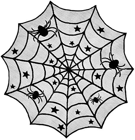 SUNTRADE 101,6 cm runde Spinnennetz-Tischdecke aus Spitze, schwarz, Halloween-Spinnennetz-Tischdecke, Party-Dekoration