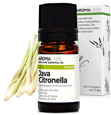 BIO - Java CITRONELLA Essential Oil - 5mL - 100% Pure, Natural, Chemotyped and AB Certified - AROMA LABS (French Brand)