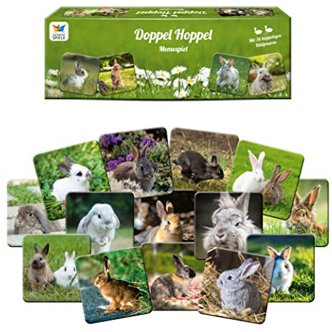 Starnberger Spiele - Doppel Hoppel Memospiel - Kartenspiel für Erwachsene und Kinder ab 6 Jahren - Geschenk für Hasen- und Kaninchen-Liebhaber