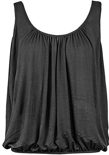 Love My Fashions® Women’s Vest Top Sleeveless Round Scoop Neck Tank Bubble Hem Straps Summer Vest Tops for Women UK Black