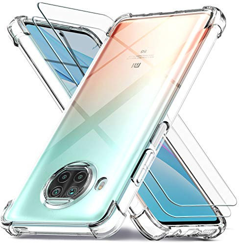 Ferilinso Cover per Xiaomi Mi 10T Lite 5G + 2 Pezzi Pellicola Protettiva Vetro Temperato, [Transparente TPU Custodia] [10X Anti-Yellowing] [Anti-Antiurto] [Anti-Scratch]