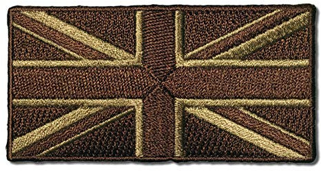 Embroidered 3 British UK Flag Brown Union Jack Iron on Patch