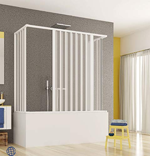Box parete vasca doccia sopravasca apertura 3 lati,cm.70x170x70x(h)150
