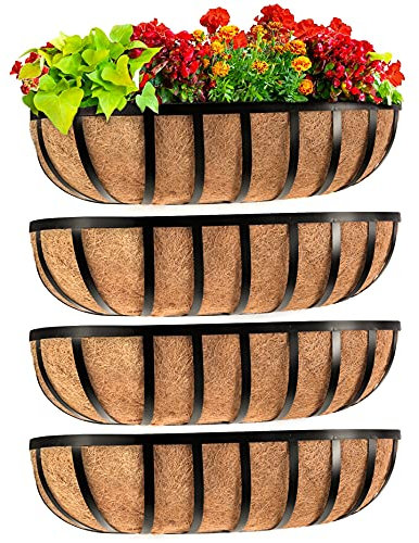 Sekcen Fioriera per ringhiera, finestra, terrazza, balcone, rotaia, 61 cm, per portico, recinzione, patio, esterni, confezione da 4