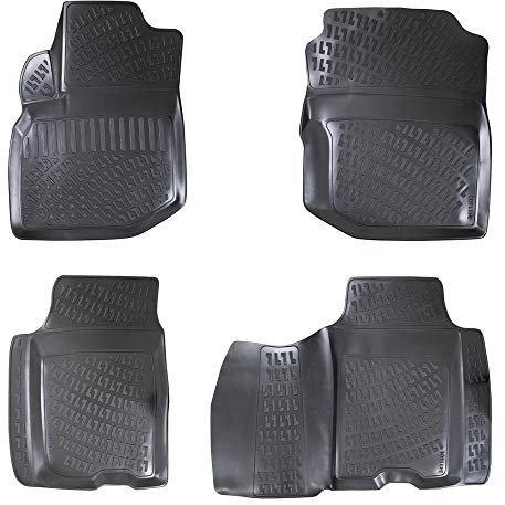 Rizline Passgenau 3D Fussmatten Auto Kompatibel mit Honda Jazz 2 Gen 2009-2015 Auto Zubehör 1. Und 2. Reihe Gummimatten Autos TPE Allwetter Geruchlos rutschfest Vorne und Hinten Schwarz