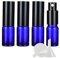 ZEOABSY 4 Pièces Flacon Spray Vide Verre Bleu 10ml Flacon Pulvérisateur en Verre Ambré et Pompe Spray avec Capot Noirs Pour Huiles Essentielles, Aromathérapie, Parfums Voyage + Entonnoir