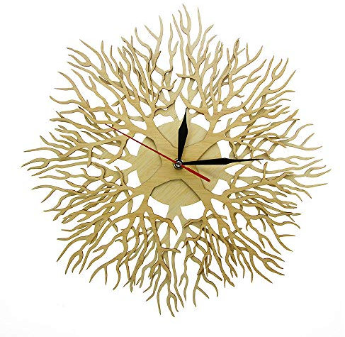 Orologio da parete albero della vita in legno inciso al laser capolavoro della foresta albero sull'orologio in legno rustico Art Decor orologio da appendere