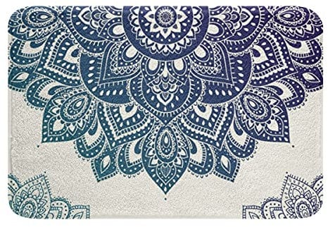 Loussiesd Boho Paisley Badematte 50x80cm Mandala rutschfest Badezimmerteppich Bohemien Blumen Zottelig Saugfähiger Badteppiche Exotisch Blumes Weich Lauschig Badvorleger für Wohnzimmer