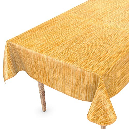 Tischdecke abwaschbar Wachstuch Wachstuchtischdecke Gartentischdecke Leinen-Optik Pflegeleicht Wasserabweisend 140 x 100 cm (Rechteckig) Anthrazit mit Saum