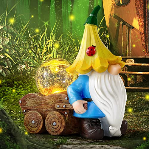 Grovind Gartenzwerge, Solar Gartenzwerg Dekorationen mit LED-Lichtern, Zwerg Gartenfiguren Statuen Dekor Solar Figuren für außen Home Patio Rasen Ornament Geschenke für Mama