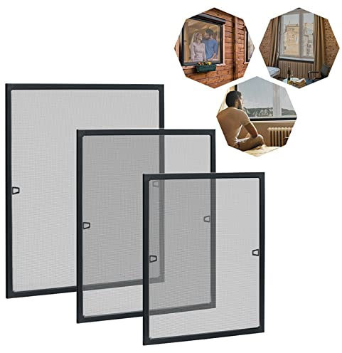 YARDIN Insektenschutz Fliegengitter für Fenster 100 × 120 cm, Fliegenschutzgitter Mückengitter Moskitonetz Gitter Insektenschutzrollo mit Alurahmen ohne Bohren und Schrauben, Anthrazit