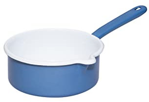 Riess, 0037-129, Stielkasserolle mit großem Ausguss, 16cm, 1.0 Liter, Emaille, CLASSIC Edition NATURE BLUE DARK, 0,469kg, 1 Liter, 32,7 x 19,2 x 7cm