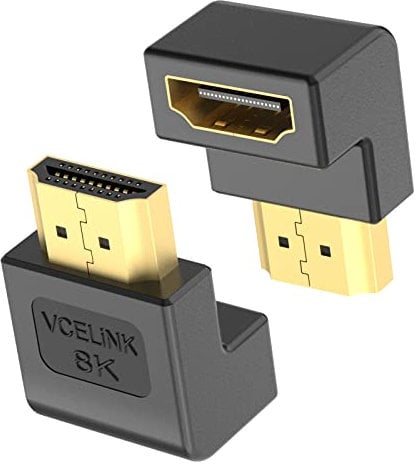 VCELINK 8K Adaptador HDMI 90 Grados y 270 Grados Chapada en Oro Adaptador HDMI 2.1 Curvo Conector Codo HDMI Acodado para HDTV, Switch, Laptop, PS4, Xbox
