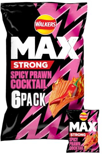 Walkers MAX STRONG Fiery Prawn Cocktail, 6 x 27g