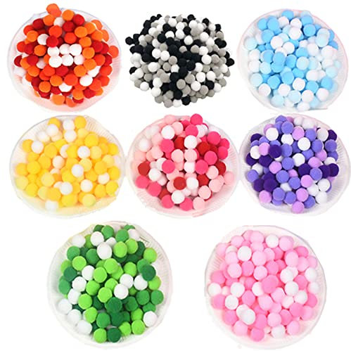 YouYuer 2000 Stücke Bunt Mini Pompons,10mm Pompom Bälle Kleine Bommeln,Pompons zum Basteln,Pom Pom Bälle,Bunte Plüschbälle Pompons für Bastelarbeiten und Hobbybedarf(Zufällige Farbe)