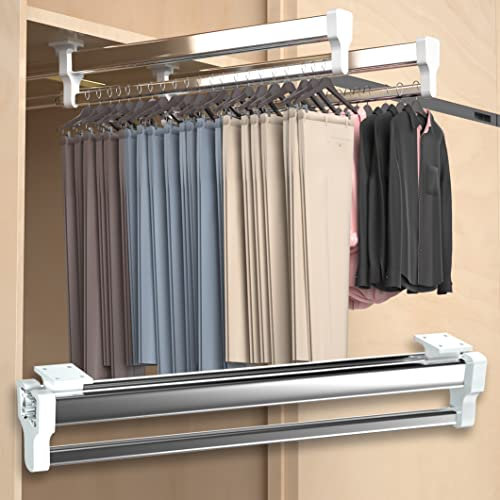 GIVROLDZ Push-Pull Porte Pantalon Coulissant Armoire Organisateur Support Porte Cintre Coulissant pour Armoire Garde-Robe,550 mm/21.65 Zoll