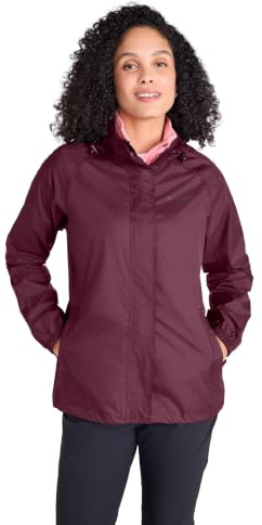 Mountain Warehouse Pakka atmungsaktive, wasserdichte Damen-Regenjacke - leichte und einfach zu verstauende Wind-Jacke für Damen zum Wandern, Camping und für Outdoor Dunkel Lila Damengröße EU 42