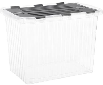 Superio 13 Gallon Hinged Lid Storage Tote; Stackable Storage Container with Lid (52 Quart, Bin with Hinged Lid)