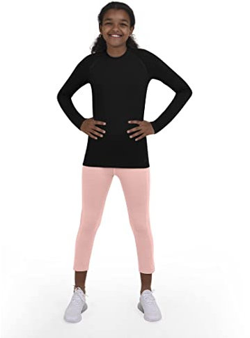 TCA Girls' SuperThermal Long Sleeve Performance Base Layer Running Training Top - Black Rock, 8-10 Years