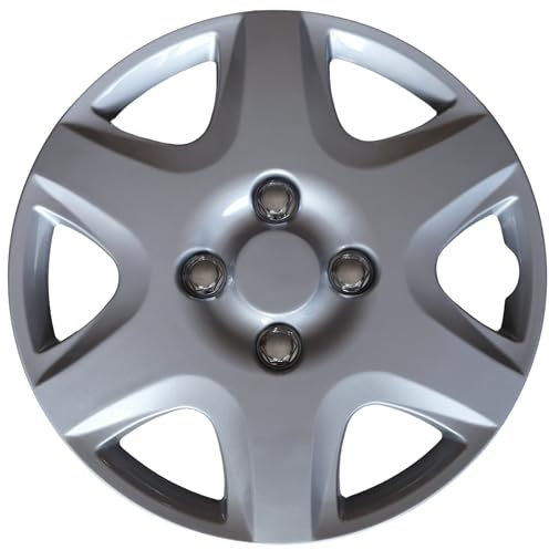 AUTOZOCO Tapacubos universales, Juego de 4 Tapacubos, Aptos para Coche, Furgoneta, ABS Resistente a Fuertes Impactos, con Anillo sujeción Ajustable (Menorca, 13 Pulgadas)