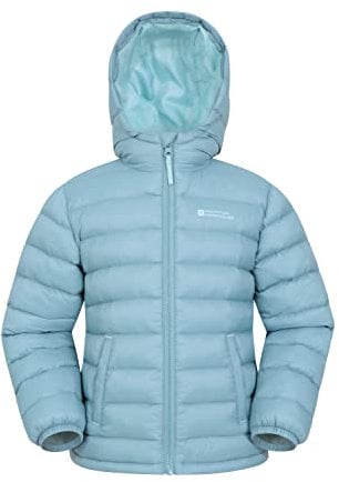 Mountain Warehouse Seasons Steppjacke für Kinder - Ultraleichte, warme, wasserdichte Steppjacke. Jungen & Mädchen Winterjacke mit Kapuze & Reißverschluss Aquamarin Kinder 104 DE (3-4 Jahre)