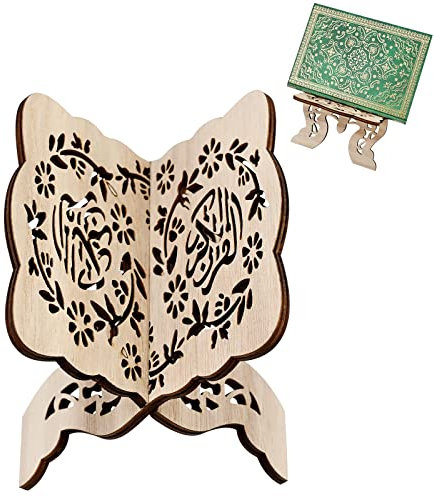 Support de livre sacré en bois Coran Coran - Support pour livre de prières en bois - Support pour livre de prière - Support de livre islam pour la rééducation de l'islam - Décoration d'intérieur