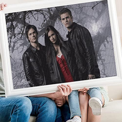 PAWCA 5D Diy Diamond Painting The Vampire Diaries 3D Stickerei Kreuzstich Mosaik Dekoration Kunst(Runder Diamant30x40cm)