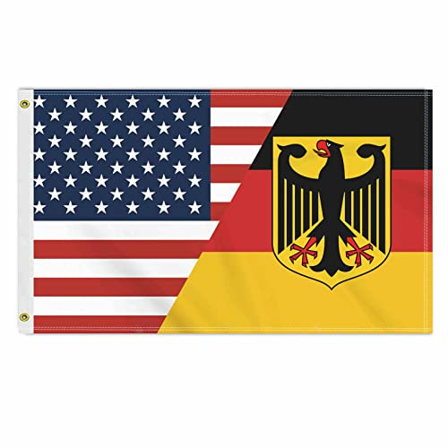 150D Amerika-Deutschland-Wappen-Banner, doppelseitiger Druck, Deutschland, Adlerfalke, Dekoration, für Terrasse, Garten, mit Messingöse, 90 x 150 cm