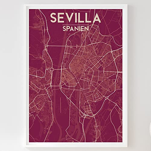 Mapdify Sevilla Stadtposter, dein Lieblingsort als Wandposter, Karte deiner Stadt, City Poster