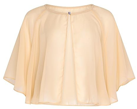 Bolerose weich Hochzeit Umhängetuch Abend Durchsichtiges Chiffon Überwurf Umhang Schultertuch (Champagnergold, Einheitsgröße)