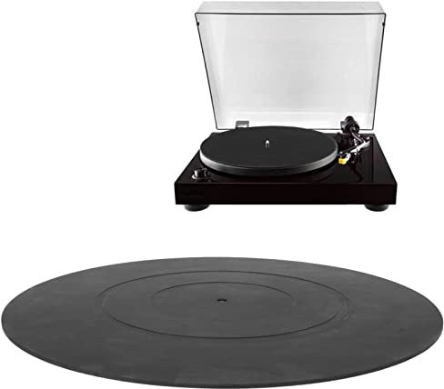 Alfombrilla de Goma para Tocadiscos, Alfombrilla Antideslizante Negra para Tocadiscos de 12 Pulgadas, Alfombrilla Antiestática Antideslizante para Platos de Discos, Universal