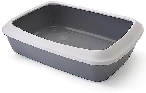 Arenero para Gatos Oval Jumbo | Bandeja de Arena Grande | Caja de Arena WC para Gatos | Bandeja para Arena higiénica para Gatos - 56x43x14.5 cm