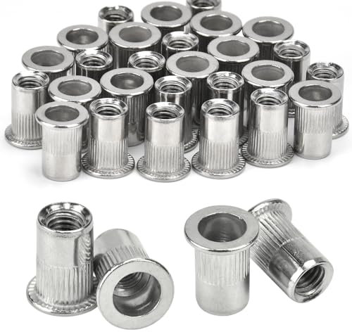 CAREDGO 70 PCS Écrou à Rivet M6 Tête Plate en Acier Inoxydable 304 - Assortiment d'Inserts Filetés à Sertir pour Meubles et Automobiles