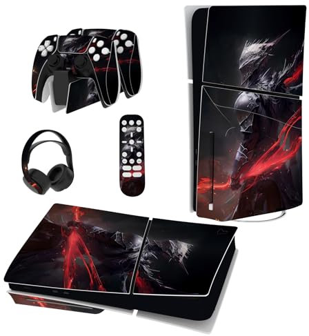 playvital Autocollant Protection pour ps5 Slim Standard Console, Sticker Skin pour ps5 Manette & Télécommande & Casque & Station de Charge,Disc Edition-Chevalier des Abysses