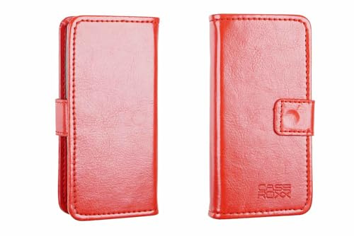 caseroxx Bookstyle Handytasche für Nokia 105 2G (2023) / 106 2G (2023) in rot – Klapphülle mit Kreditkartenfächern, Magnetverschluss, Standfunktion & Rundumschutz für Display und Gehäuse